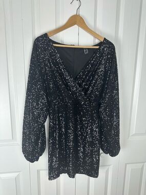 Forever 21 SEQUIN SURPLICE MINI DRESS